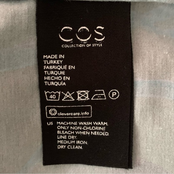 COS Green Blue Abstract Print Blouse with Statement Sleeves, Size 2 - Picture 9 of 10